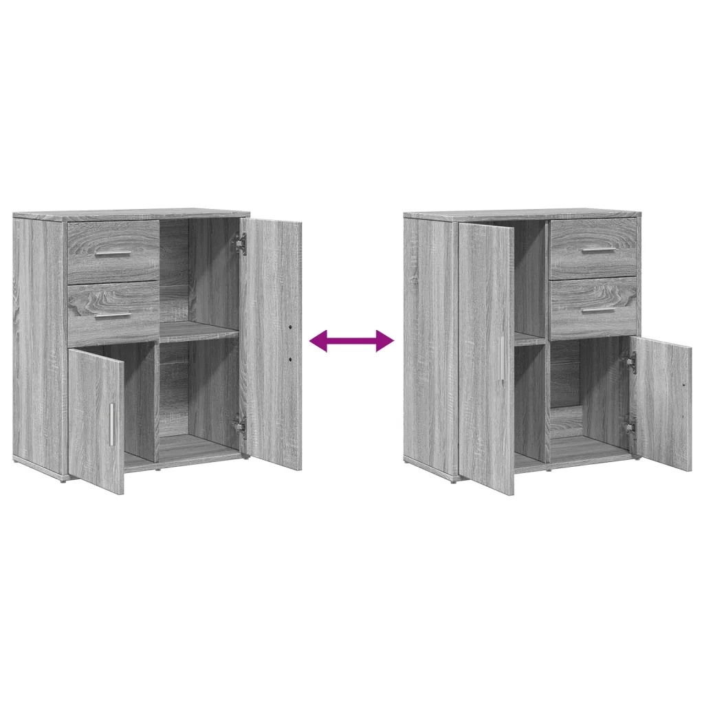 Credenze 2 pz | Madia | Buffet da pranzo | Armadio da pranzo Grigio Sonoma 60x31x70 cm in Legno Multistrato
