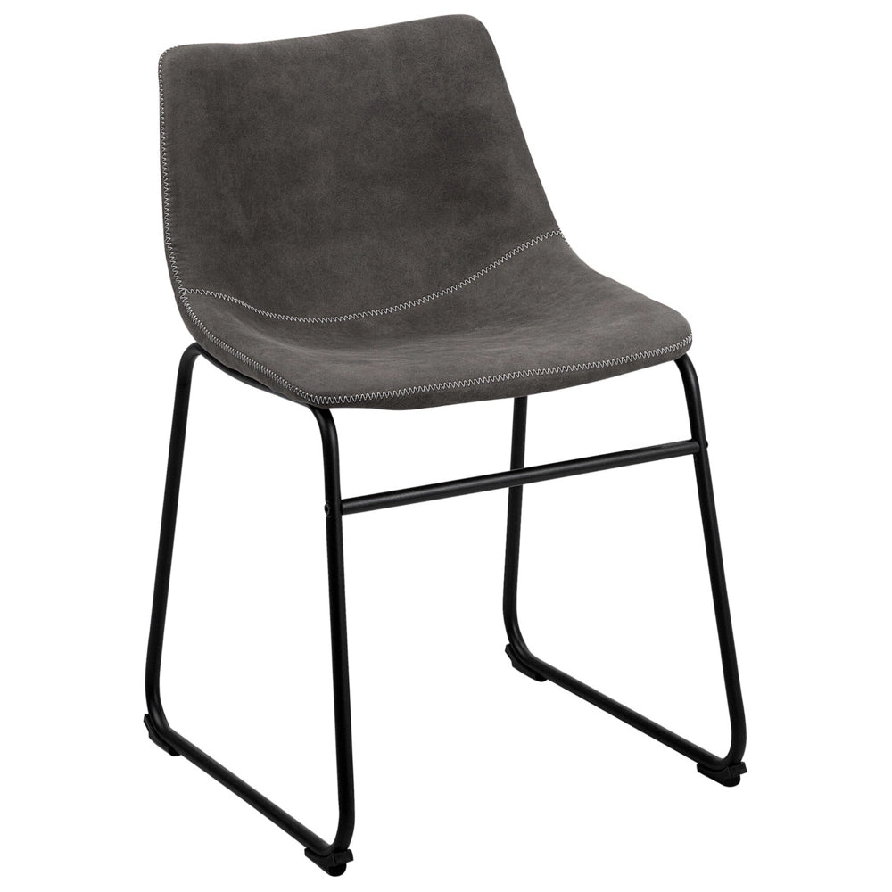 Set di 2 sedie da pranzo con rivestimento in tessuto grigio e gambe nere in stile retrò rustico