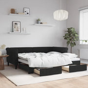 Divano Letto Estraibile con Cassetti-Sofa Letto-Daybed Nero 90x190 cm in Velluto 873032