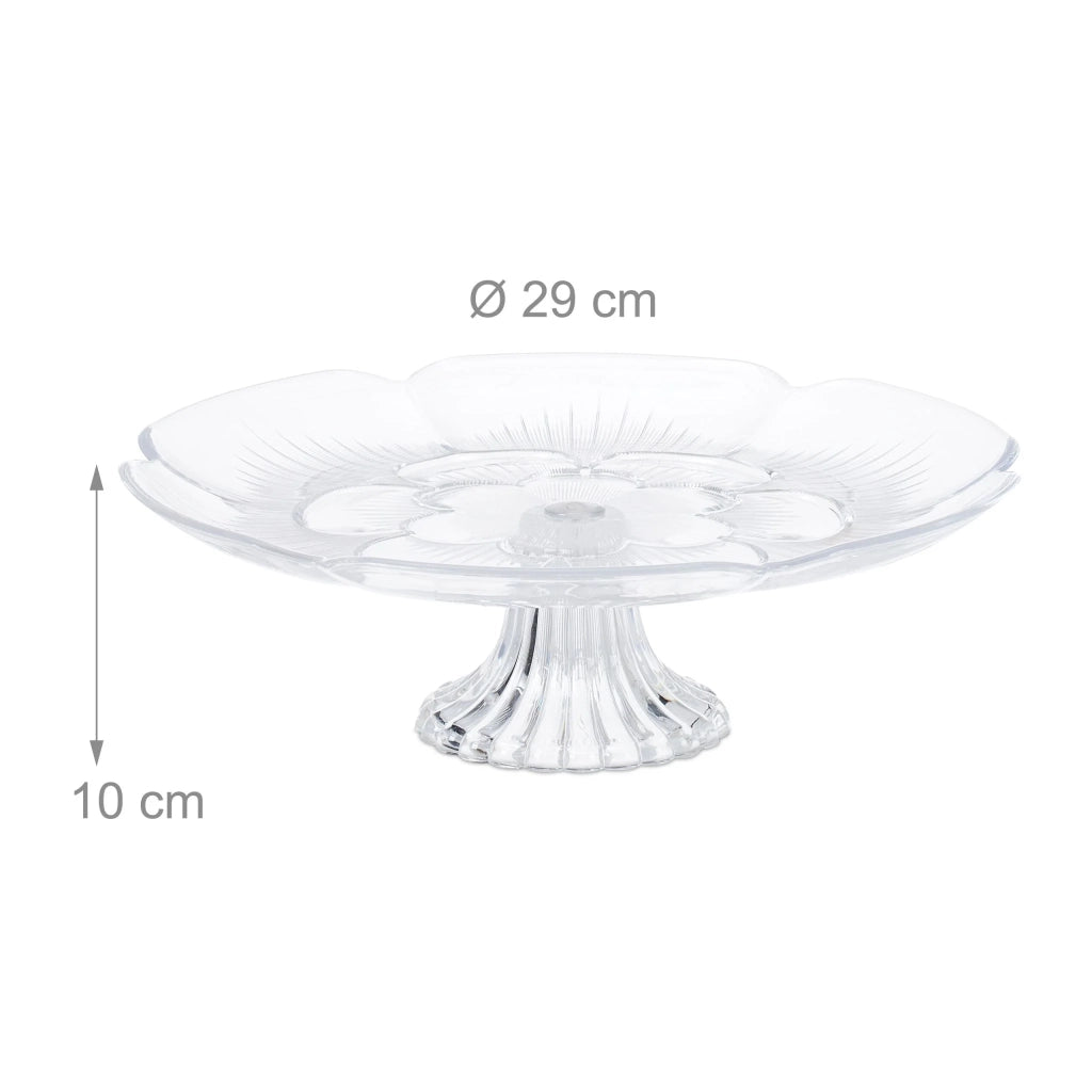 Alzata per torte elegante floreale versatile 30 x 30 x 10 cm in plastica trasparente 13_0014562