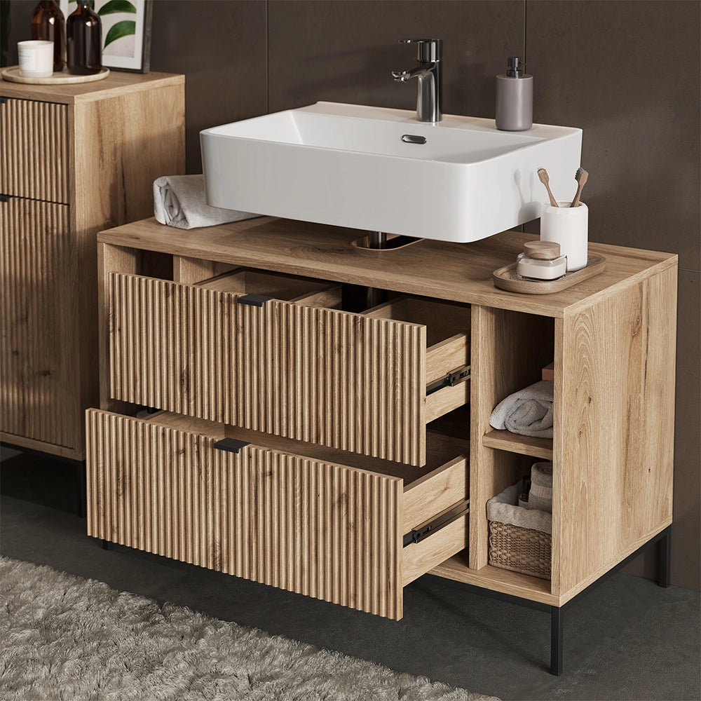 Vicco Set di mobili da bagno Quercia vichinga 4 parti