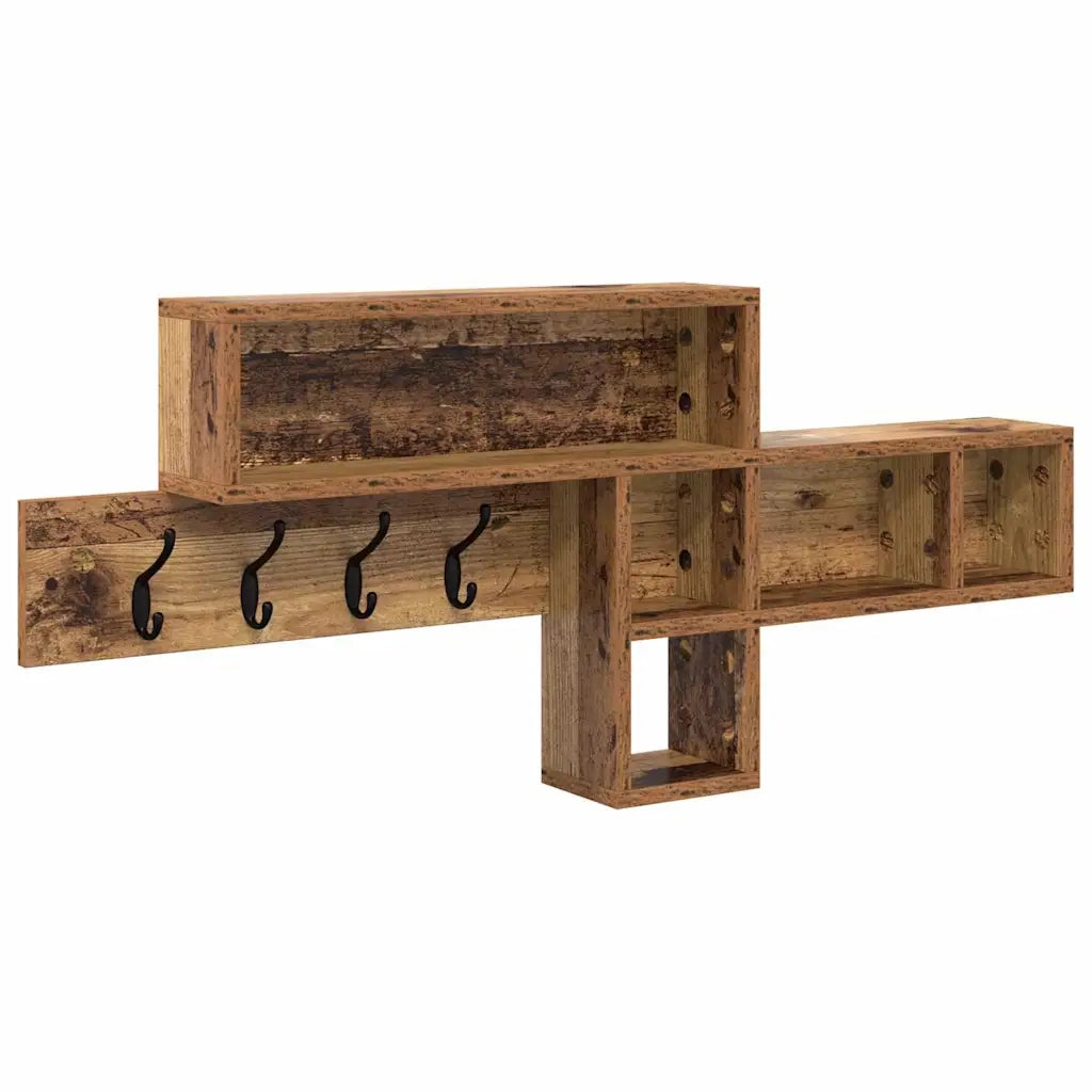 vidaXL Appendiabiti a muro Legno vecchio 100 x 12 x 43.5 cm