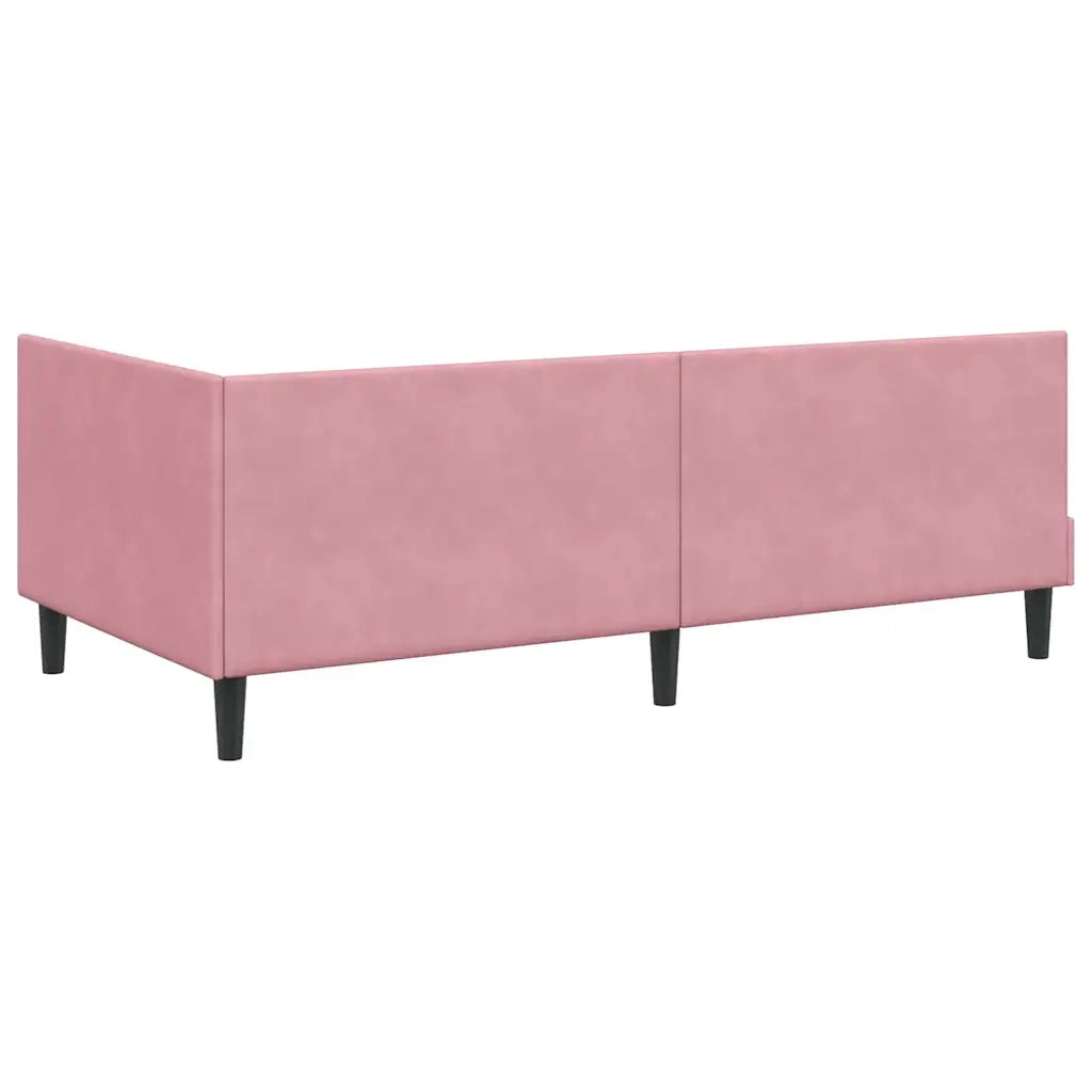 Cornice del letto ad angolo Rosa 90 cm x 190 cm Velluto