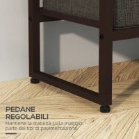 Appendiabiti da Terra con Asta, 3 Cassetti e Ripiani, in Legno MDF e Acciaio, 58.5x30x178 cm, Marrone
