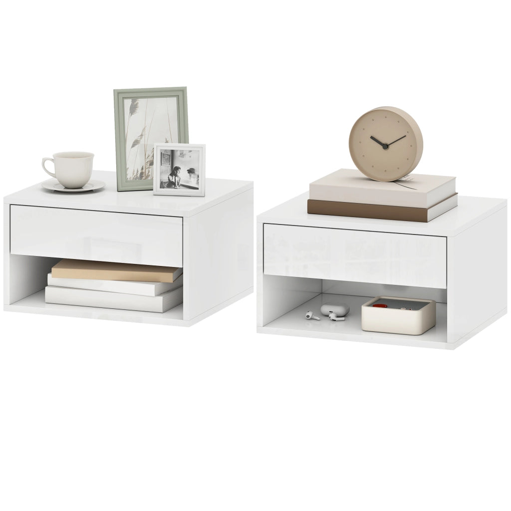 Comodini da parete ¨C zephmum ¨C 2 pezzi, bianco, 37x32x21 cm