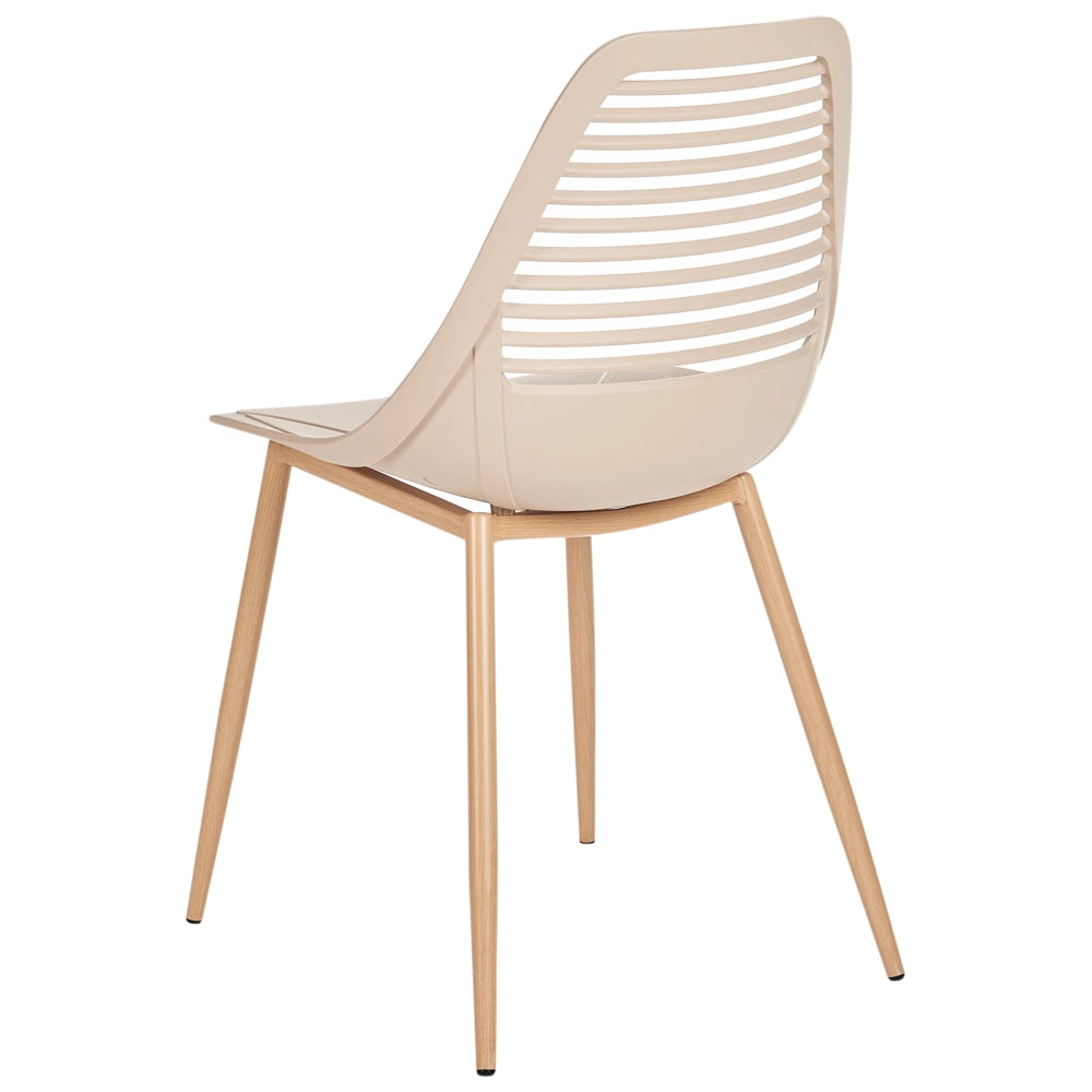 Set di 4 sedie da pranzo Seduta sintetica beige Gambe in metallo Seduta moderna semplice e minimalista