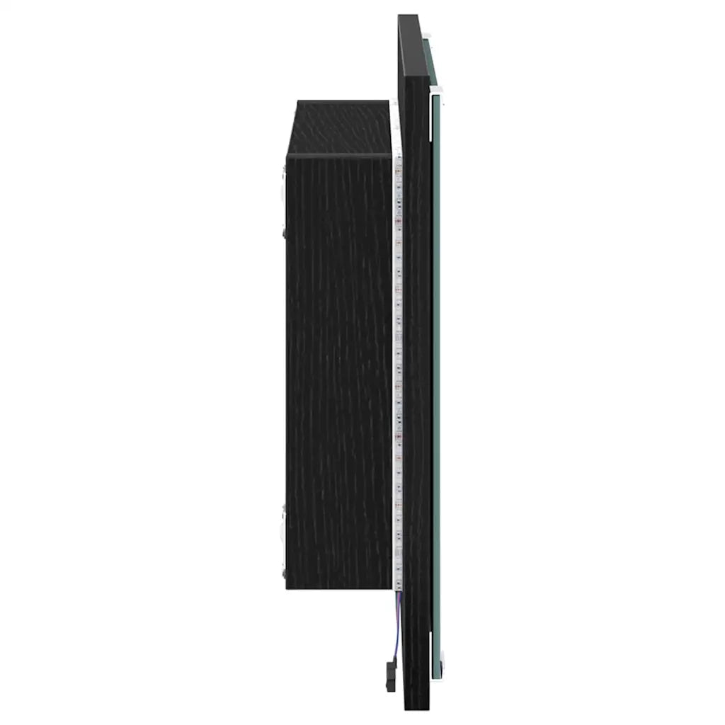 Specchio da bagno LED con specchio Rovere Nero 40 x 37 x 8.5 cm 875413