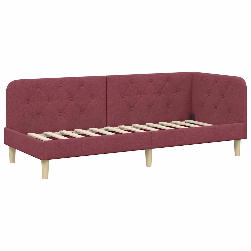 Cornice del letto ad angolo Rosso Vino 80 x 200 cm Tessuto
