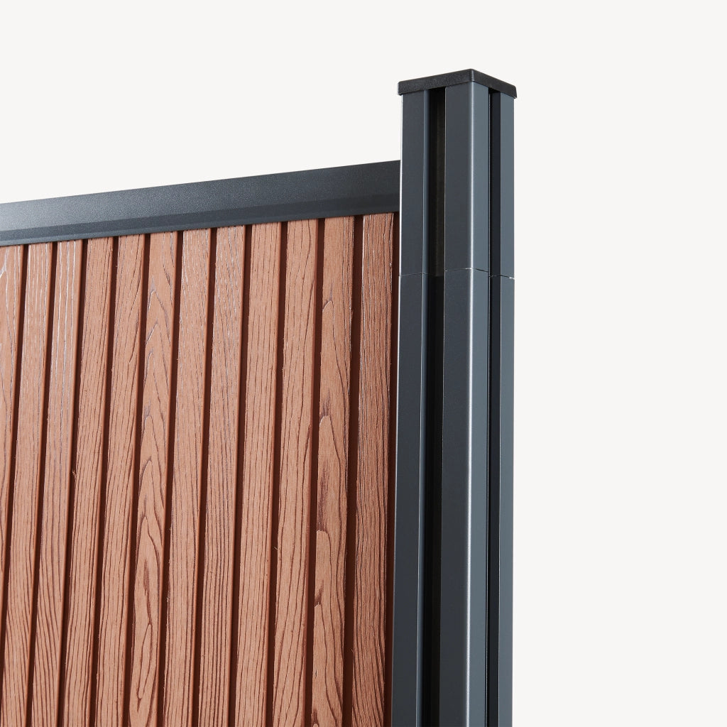 Recinzione Frangivista Grassano in WPC Modulo di Estensione con Montante (AxL) 185 x 175 - Marrone NEU.HOLZ