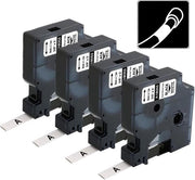 Sostituzione di nastro per etichette - Nero/Bianco - 3/8" x 4,9' - 4 Pacchi - Compatibile con Rhino 4200/5200/5000/6000
