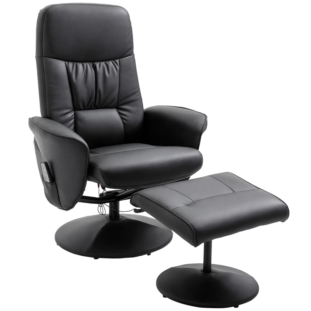 Poltrona relax reclinabile con poggiapiedi ¨C Xylo ¨C massaggiante elettrica girevole similpelle nera
