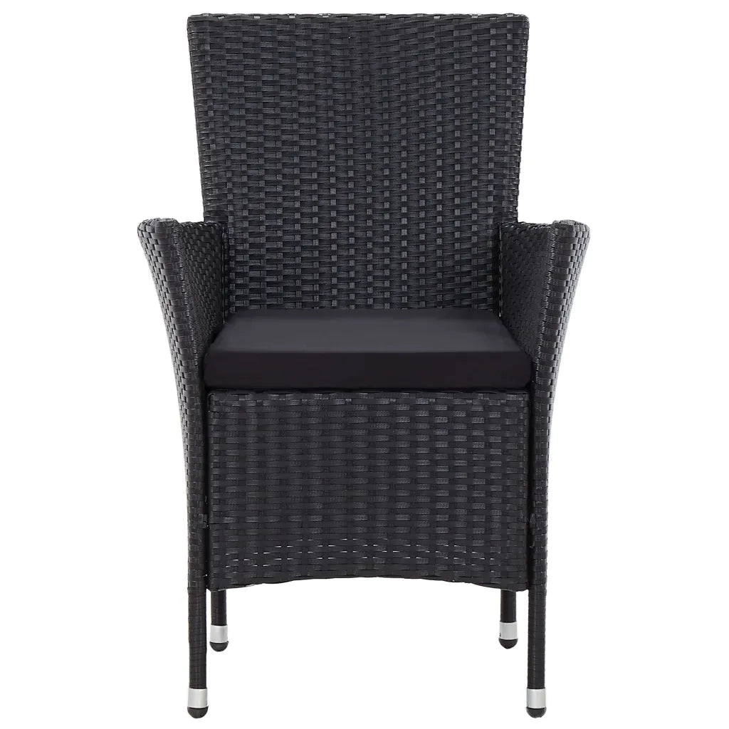 Set da Pranzo da Giardino 7 pz con Cuscini in Polyrattan Nero 46024