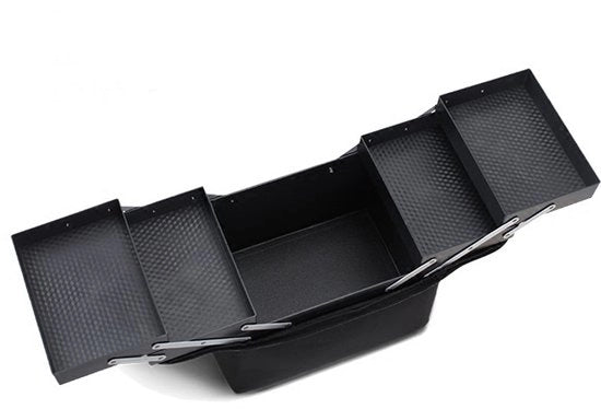 Borsa di trasporto grande per donne - zaino nero - contenitore di stoccaggio - organizzatore di unghie professionale a 4 livelli con distributtori regolabili per attrezzi per unghie - gioielli - pennelli per trucco