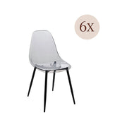 Set di 6 sedie Amstrong, Poltrona in PET, Sedia da pranzo ergonomica, Seduta per riunioni, 53x46h81 cm, Fumé