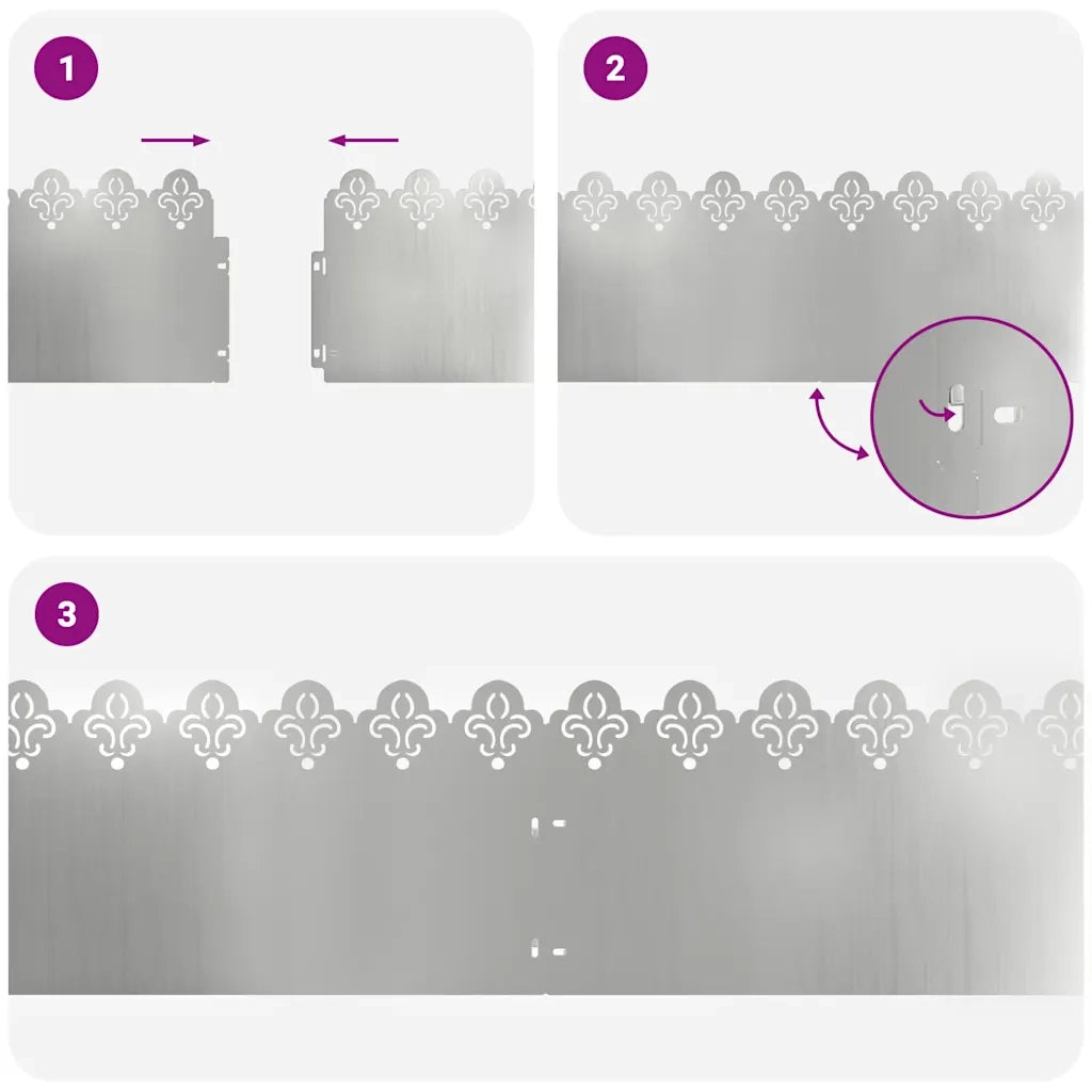 Bordure per prato 30 pz Argento 103 x 0,05 x 22 cm CFW4875166