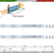 Cremagliera Universale M4 Due Moduli da 1 MT Con 80 Denti in Acciaio Zincato 12X30 mm Portata Garantita 22 Q.li Max 30 Q.li Fissaggio 3 Bulloni x Metro Ricambio Cancello Scorrevole Giunture a Contatto