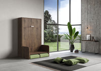 Letto Una Piazza E Mezzo A Scomparsa 120 Kentaro Con Divano Noce e Verde