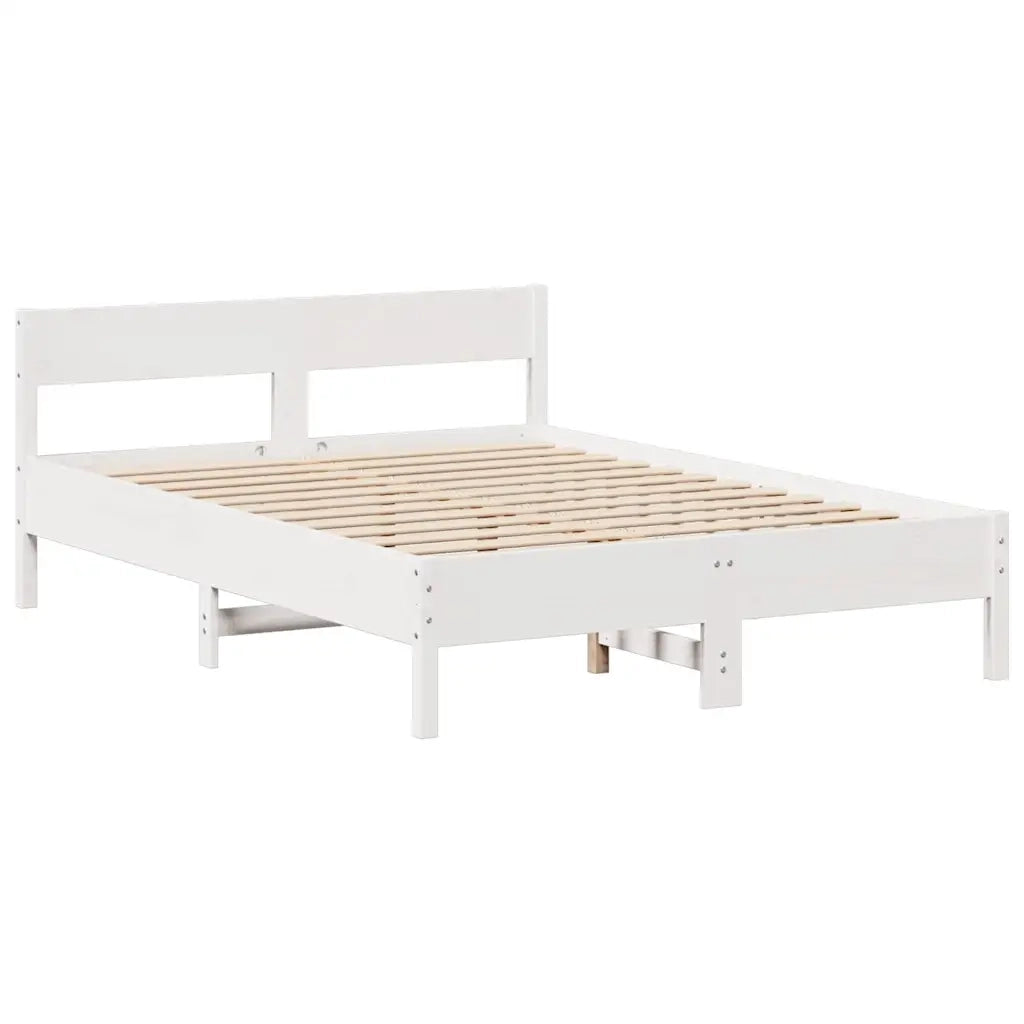 Letto Libreria senza Materasso-Struttura Letto con contenitore Bianco 150x200 cm Legno di Pino 243437
