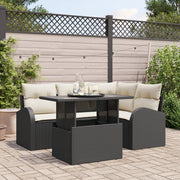 Set Divano da Giardino da 5 Pezzi con Cuscini Rattan Polivinilico Nero