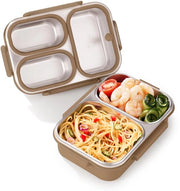 Lunchbox Metallico con 2 Scomparti Interni - Contenitore da 900 ml in Acciaio Inox, adatto per Scuola, Ufficio e Viaggio. Contenitore in Acciaio Inox, ideale per tutte le età. (1, Marrone)