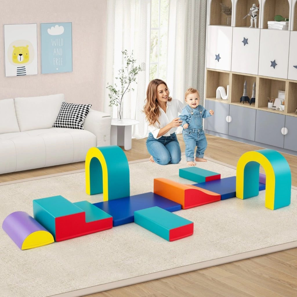 Set di 10 blocchi da arrampicata in schiuma, Set attivit¨¤ per interni per bambini 1+ anno Verde