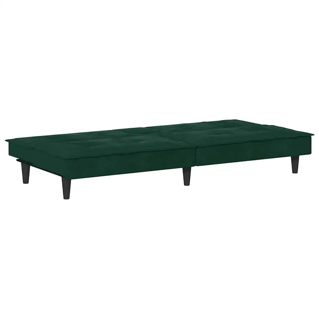 Divano letto | Sof¨¤ letto | Letto singolo con Portabicchieri in Velluto Verde Scuro