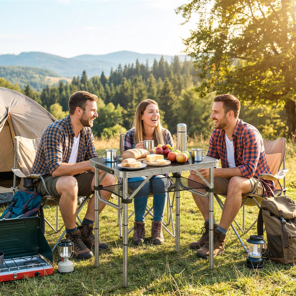 Tavolo pieghevole da camping ¨C zephmum ¨C alluminio, bianco, 60x40x60 cm