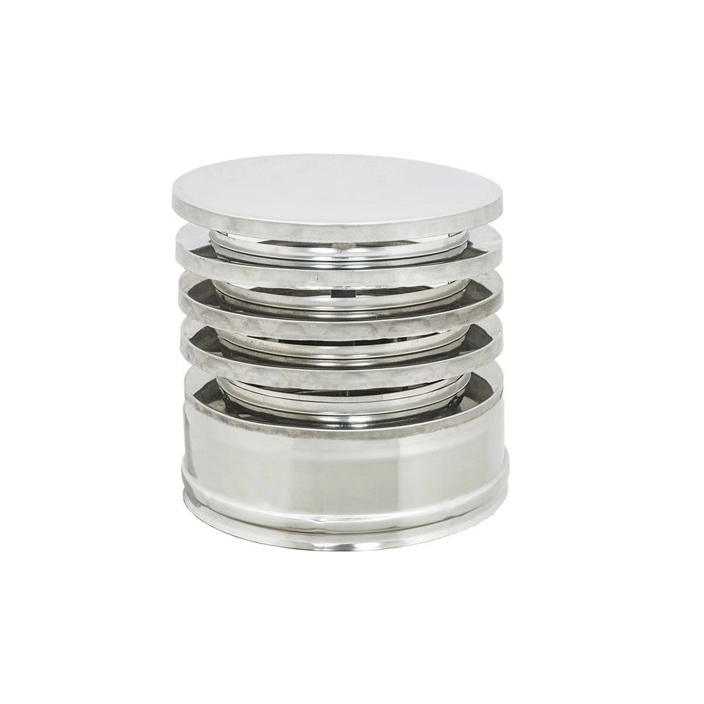 Fumaiolo da 80-130mm tipo zara di acciaio inox aisi 304 base tonda doppia parete