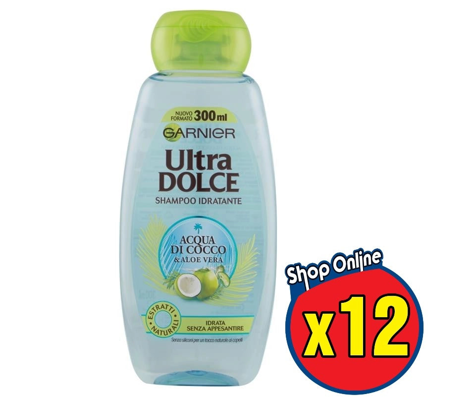 KIT 12 ULTRA DOLCE SHAMPOO CON ACQUA DI COCCO 300ML