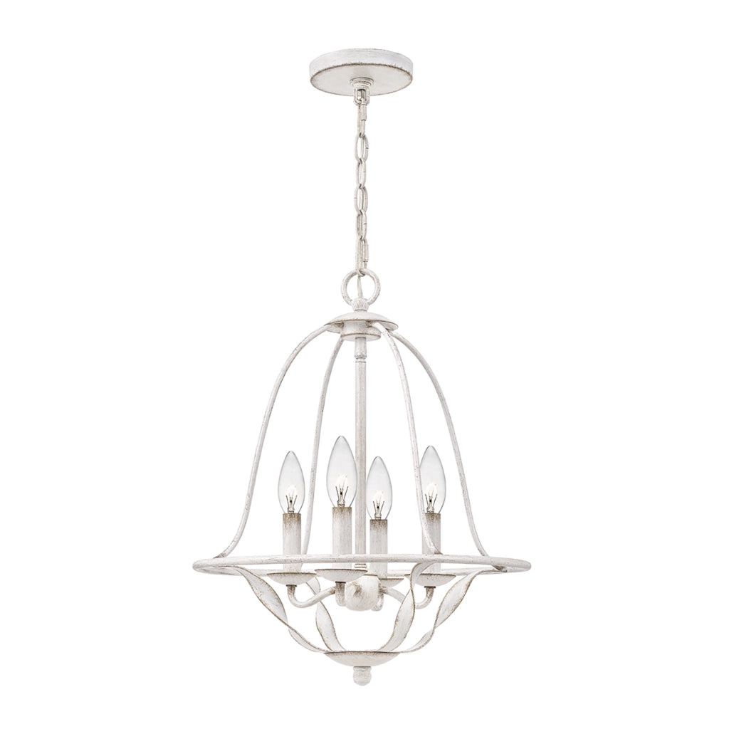 Lampadario Industrial Nordico Bradbury Acciaio Bianco Antico 4 Luci E14