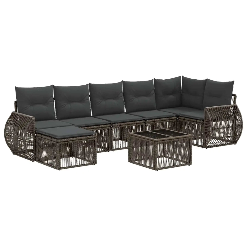 Set Divano da Giardino 8 pcs Grigio e Grigio Scuro polyrattan