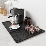 Mat di caffè in silicone, 60 cm x 40 cm, con asciugamano da staccare - adatto per macchina del caffè e aspirapolvere, versione nera 3