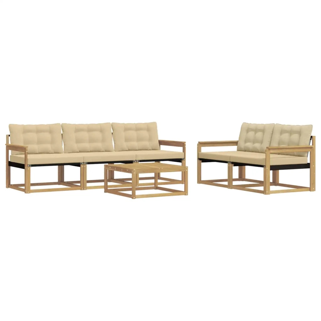Set di divani da esterno 6 pcs Bianco e Beige 79 x 79 x 37 cm 3388415