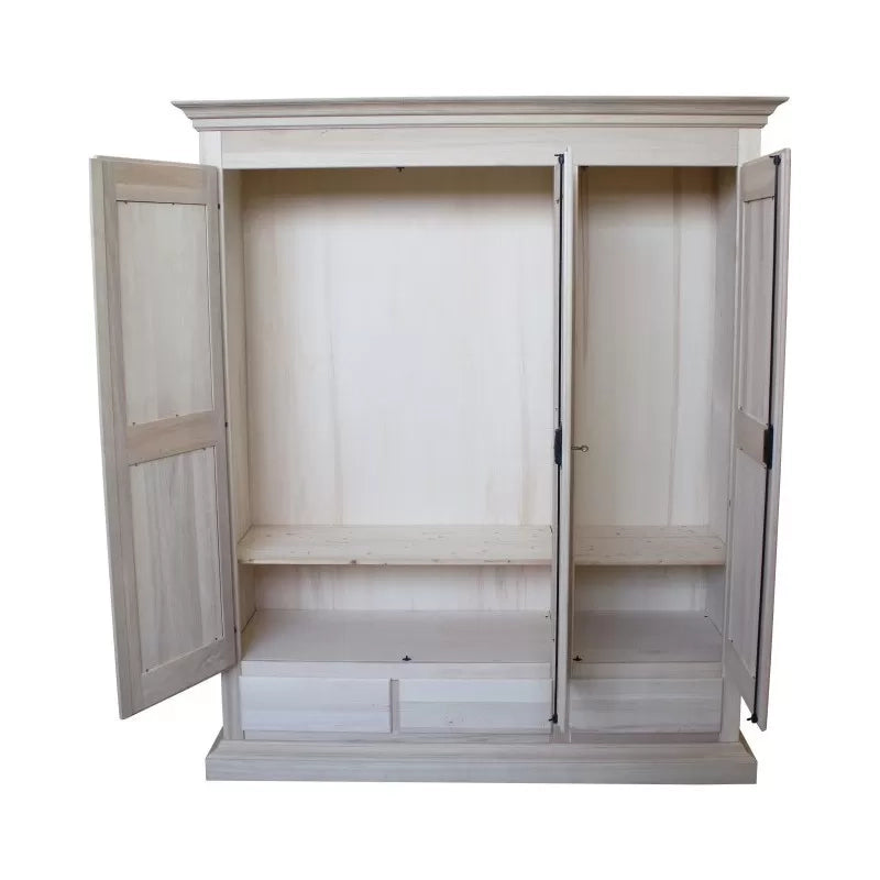 armadio classico 3 porte 3 cassetti legno grezzo 182x61x221 (611) - Mobili 2G