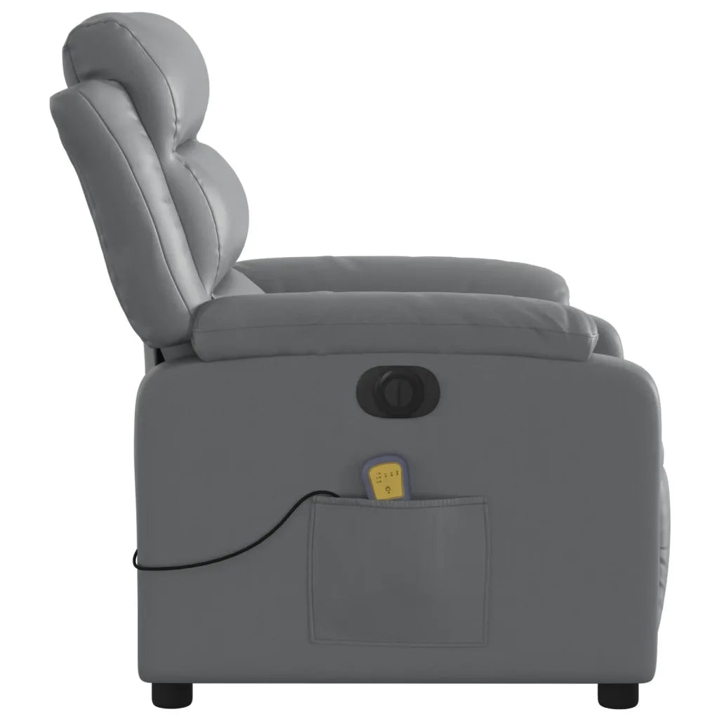 Poltrona Massaggiante | Sedia Relax Elettrica Reclinabile Grigio Similpelle
