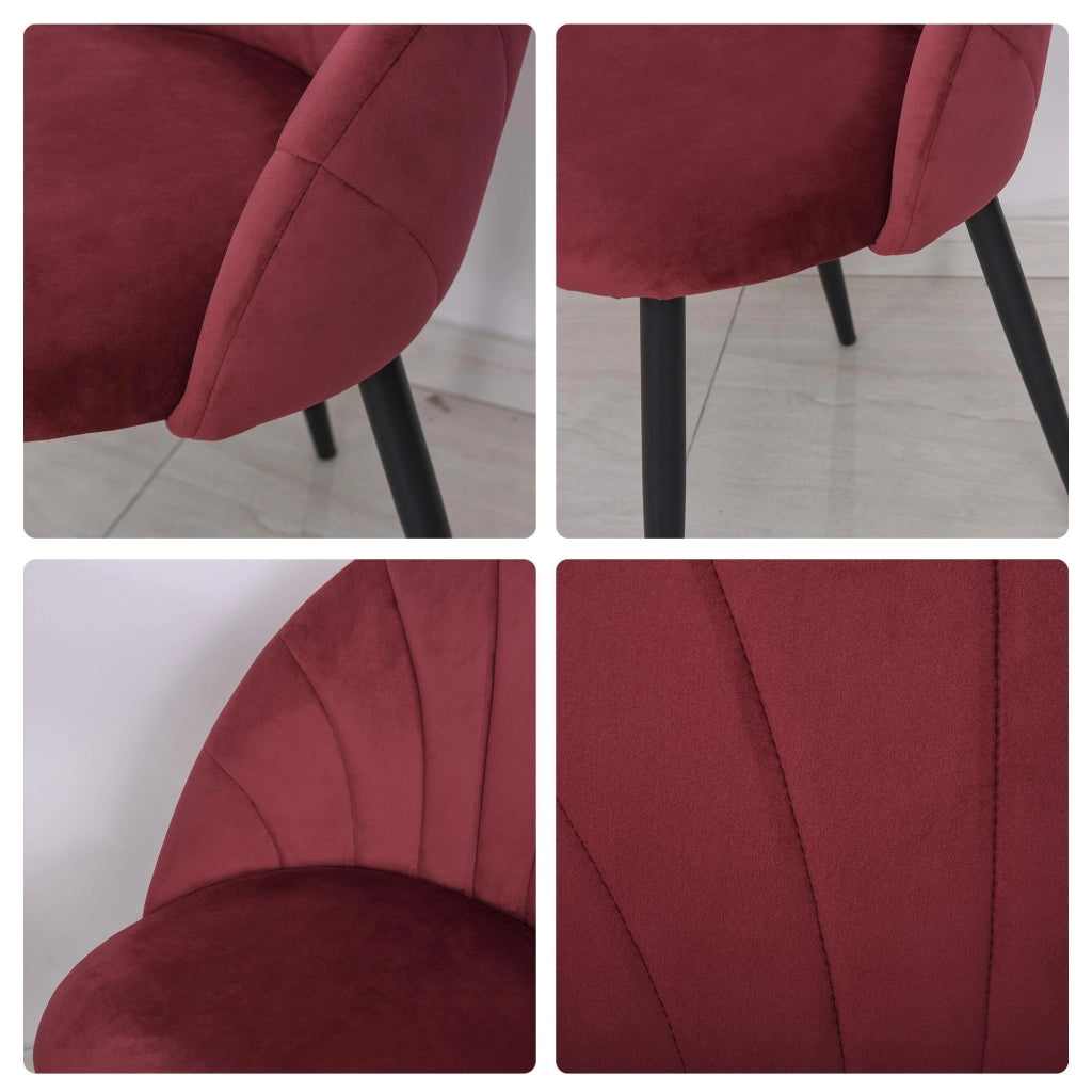 Set 2 Sedie Imbottite 50x54x79 cm in Velluto  Bordeaux