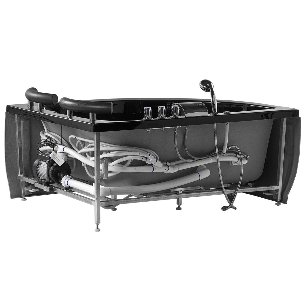 Vasca Idromassaggio Nero Sanitario Acrilico Illuminato a LED Curvo versione sinistra Doppia 158 x 113 cm