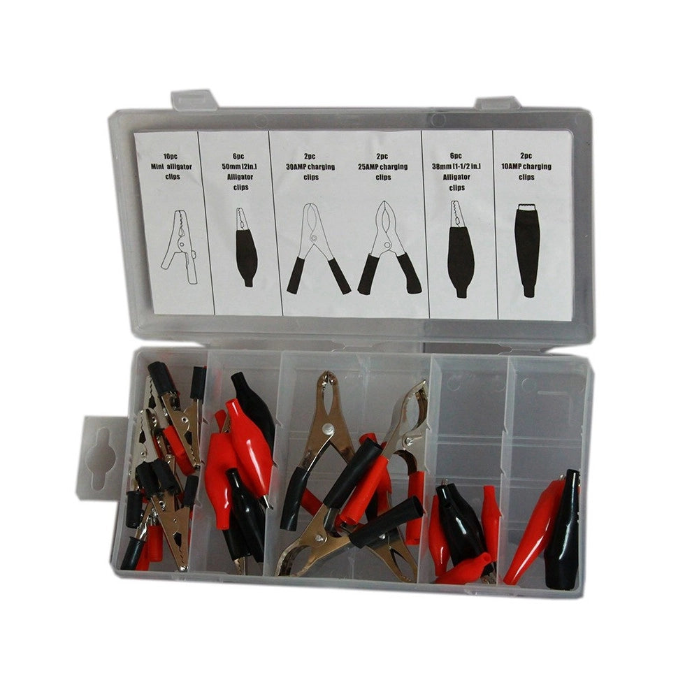 Trade Shop - Kit 28 Morsetti A Coccodrillo Pinze Con Cappuccio In Plastica Morsetti Batteria -