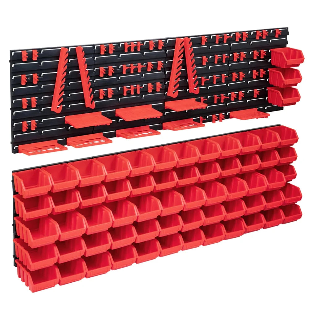 Kit contenitore portaoggetti e pannello da parete da 141 pezzi rosso e nero 02_0003846