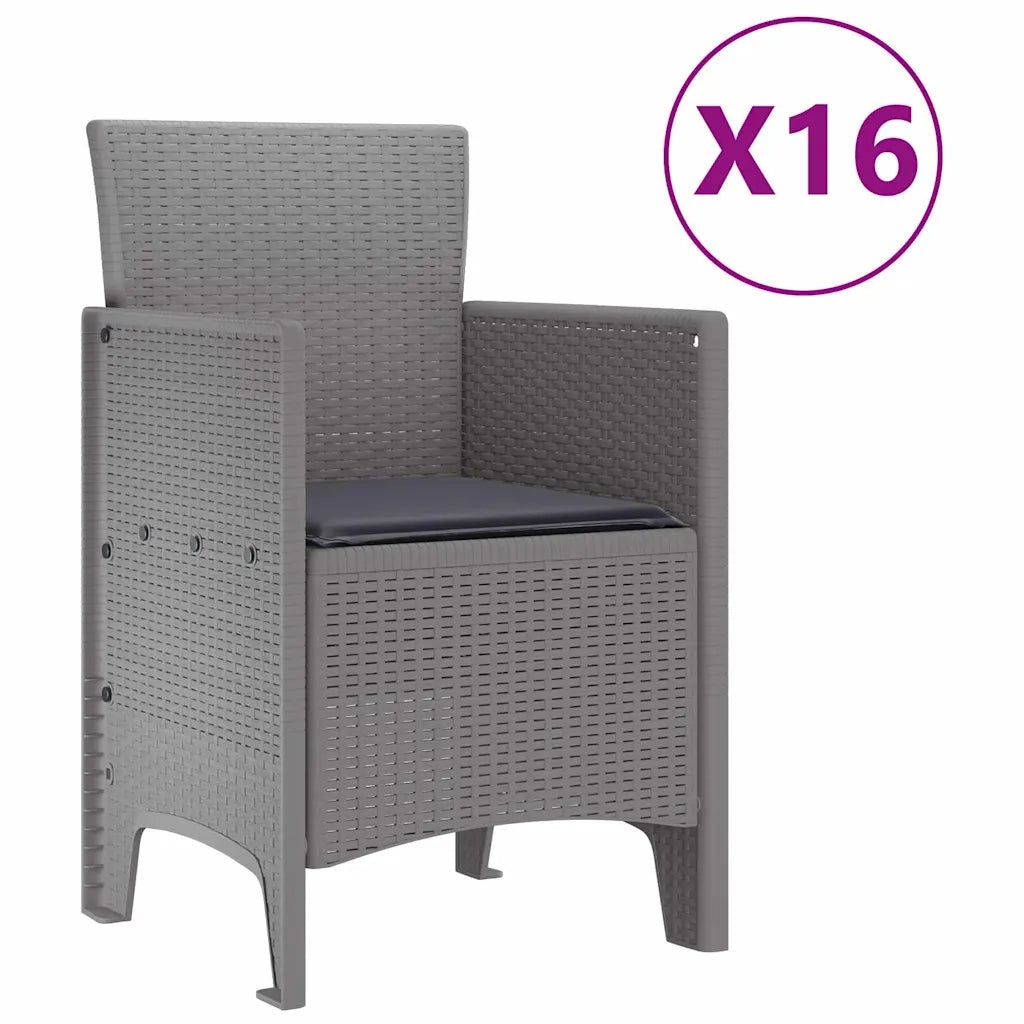 Set da pranzo da giardino con cuscini 17 pcs Grigio chiaro PP