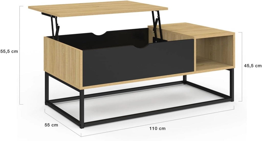 Tavolino BOSTON con contenitore dal design industriale
