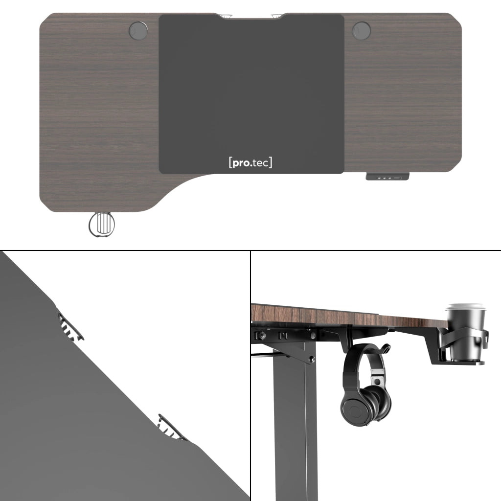 Scrivania Oxnard ad Altezza Regolabile con Sollevamento Elettrico - Effetto Noce pro.tec