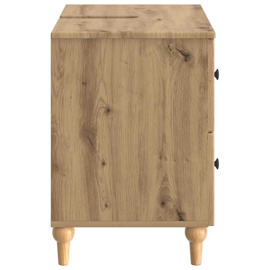 Armadio per Lavabo da Bagno ALKMAAR Rovere Artigianale 896144