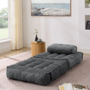 Pouf, divano letto pieghevole, velluto a coste, schienale regolabile, pronto all'uso, grigio