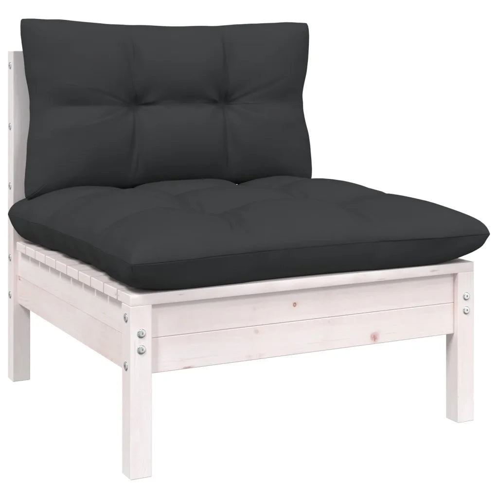 Set Divani da Giardino 5 pz con Cuscini Bianchi Legno di Pino cod mxl 44405
