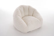 Pouf per adulti con schienale ergonomico per lettura e relax in poliestere bianco