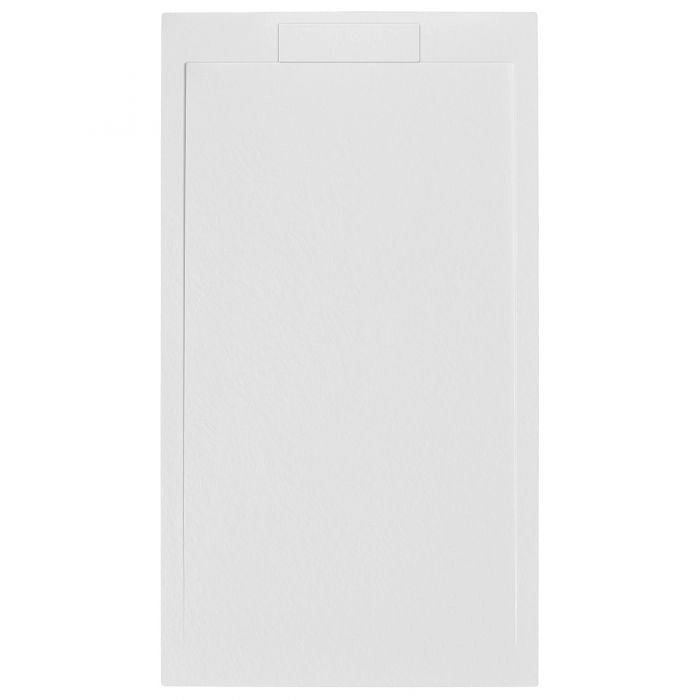 Piatto doccia in pietra SOLIDSTONE alto 2,8 cm con bordo - Bianco - Misura: 90x180 x 2,8h
