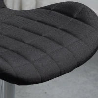 Set di 2 Sgabelli da Bar Design Contemporaneo Altezza d'Assise Regolabile 59-81 cm Girevoli 360° Lino Nero