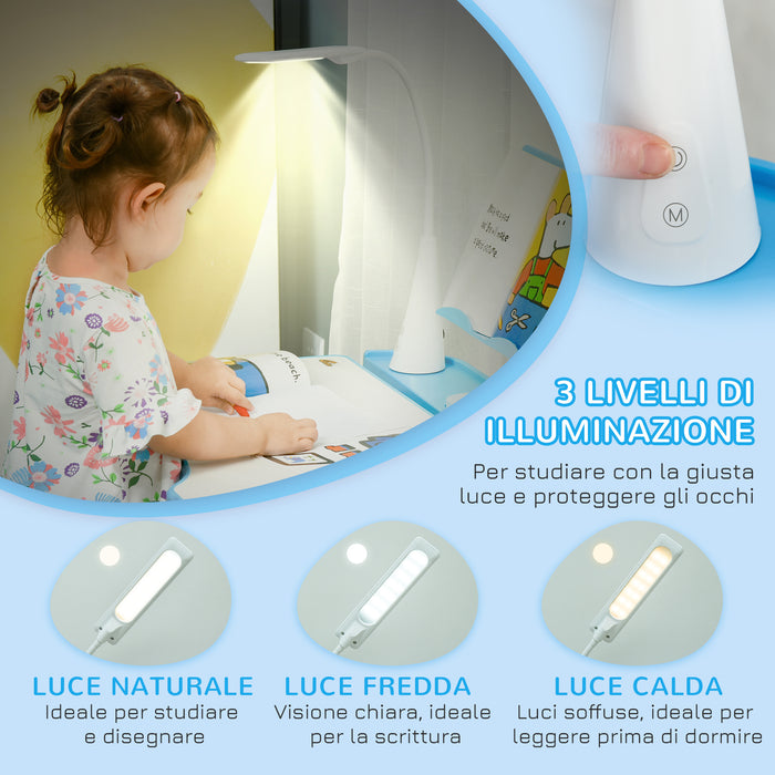 Easycomfort Banco Scuola con Sedia per Bambini 6-12 Anni con Altezza e Inclinazione Regolabile, Blu