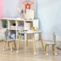 Easycomfort Set Tavolo con 2 Sedie per Bambini in Legno, Età da 18 Mesi a 4 Anni, Grigio